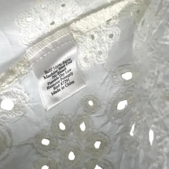 Johnny Was XS Top Blouse Shirt Eyelet Lace Ruffle Embroidered Cottage Core - Picture 5 of 5